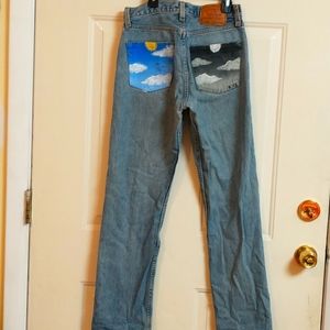 Levi Strauss jeans painted pockets  w28 l 30